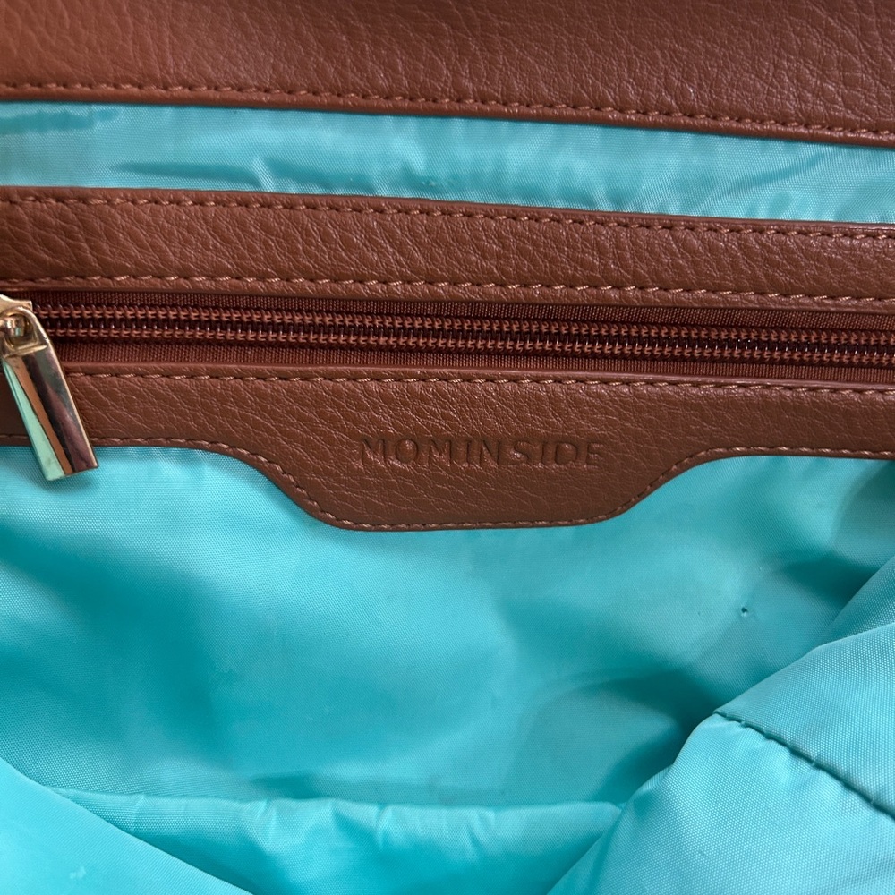 MOMINSIDE Brown Faux Leather Diaper Backpack Multi-Pocket - Picture 2 of 6